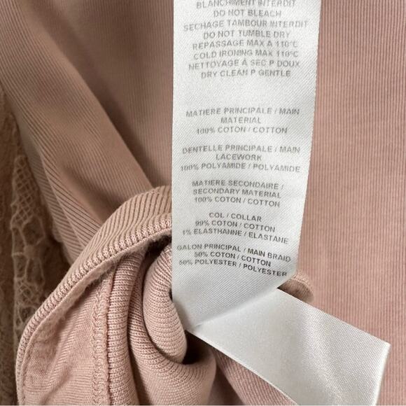 See by Chloe Lace Sleeve Pink Bateau Neck Top Size Small - Picture 7 of 8